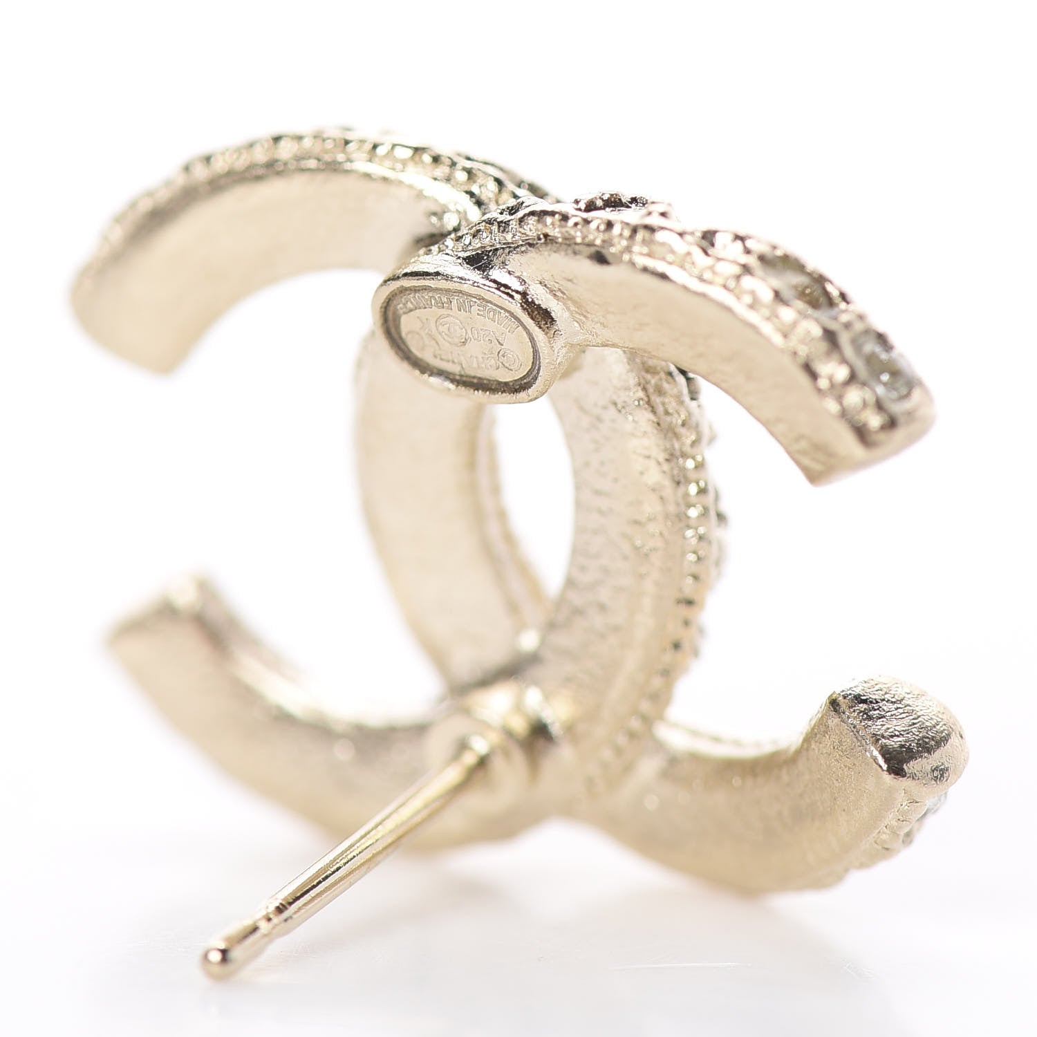 Chanel Crystal CC Earrings Gold 4 of 4