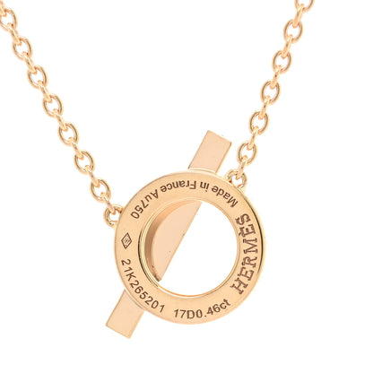Hermes 18K Rose Gold Diamond Finesse Pendant Necklace 5 of 6