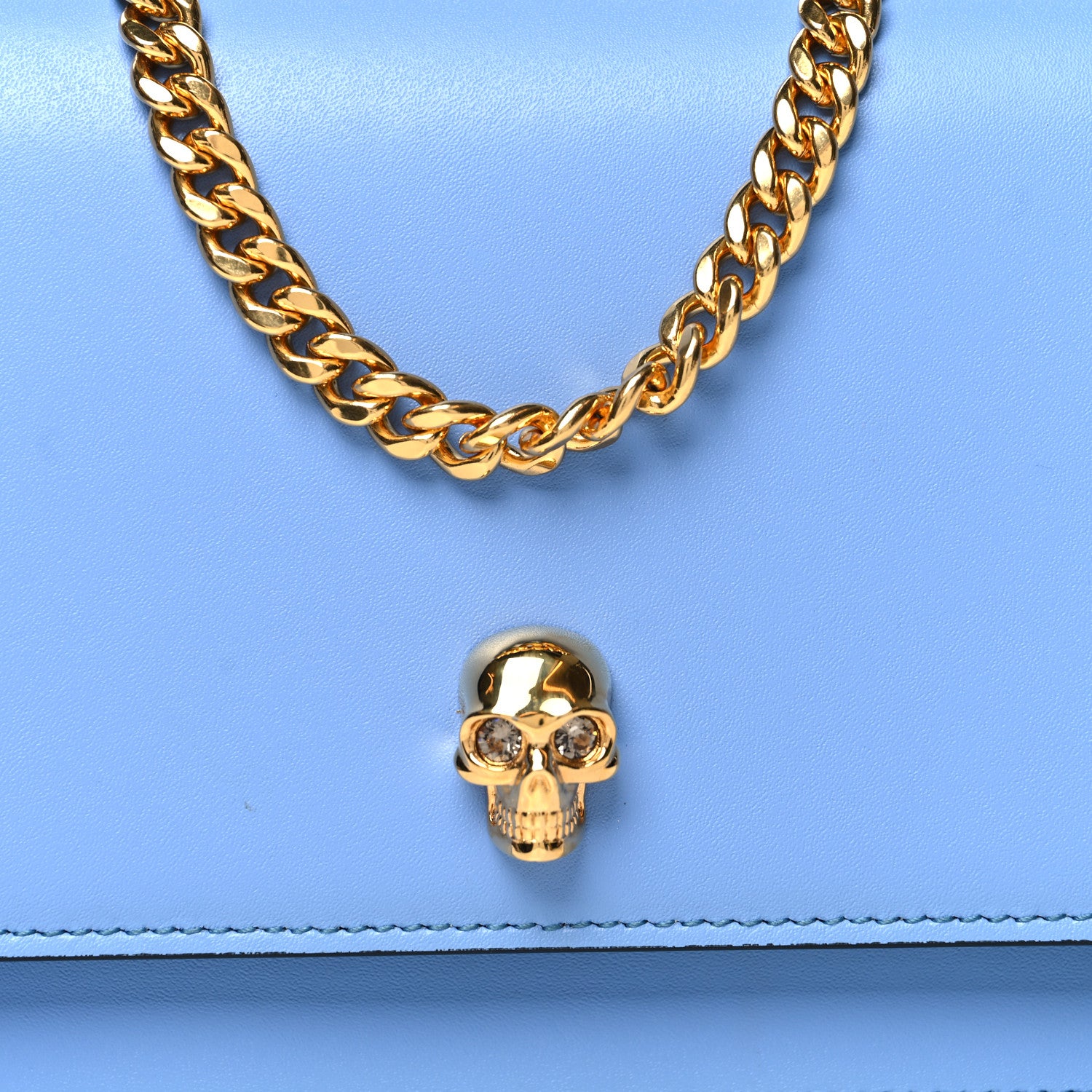 Alexander McQueen Calfskin Mini Skull Chain Crossbody Bag Blue 6 of 8