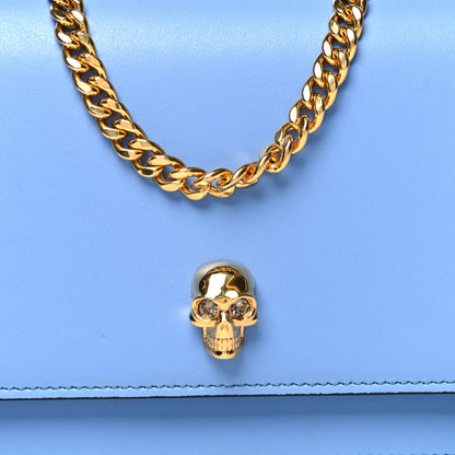 Alexander McQueen Calfskin Mini Skull Chain Crossbody Bag Blue 6 of 8