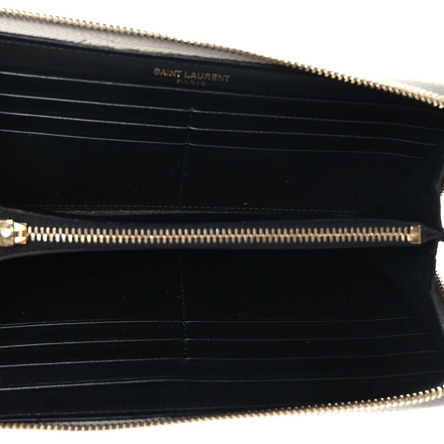 Saint Laurent Metallic Calfskin Classic Letters Zip Around Wallet Silver 5 of 6