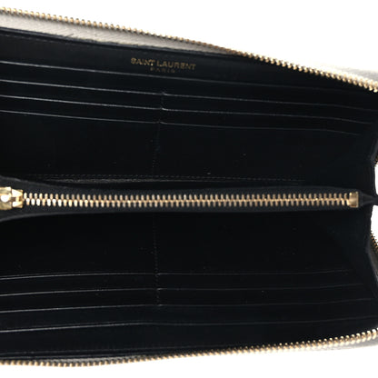 Saint Laurent Metallic Calfskin Classic Letters Zip Around Wallet Silver 5 of 6