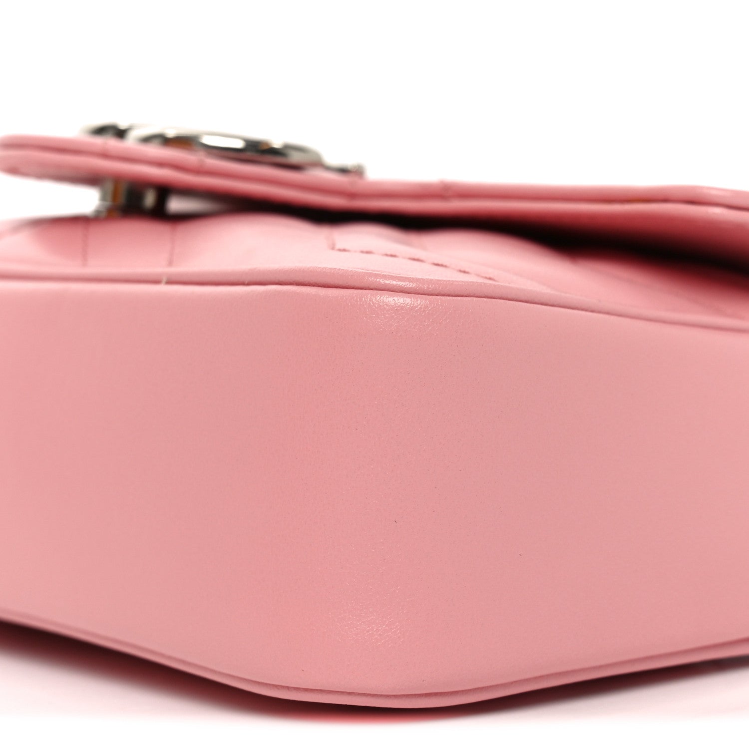 Gucci Calfskin Matelasse Super Mini GG Marmont Shoulder Bag Wild Rose 10 of 11