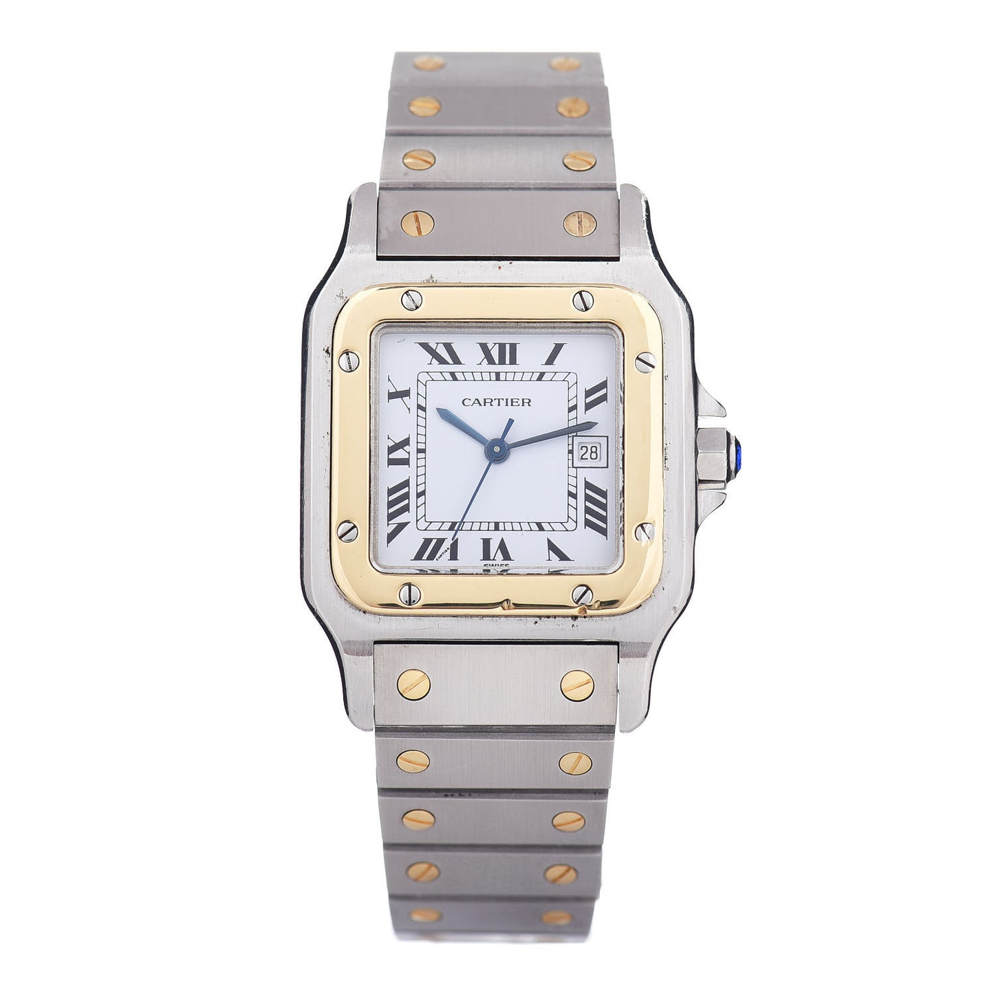 Stainless Steel 18K Yellow Gold 29mm Santos De Cartier Galbee Automatic Watch