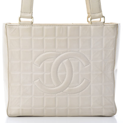Chanel Lambskin Quilted Chocolate Bar Tote White 8 of 20