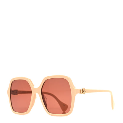 Gucci Acetate Oversize Rectangle Frame GG1072SA Sunglasses Shiny Solid Powder Pink Ivory 1 of 7