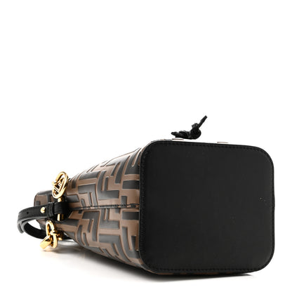Fendi Vitello Liberty F is Fendi Bi-Color FF 1974 Embossed Mini Mon Tresor Bucket Bag Maya Black 4 of 10