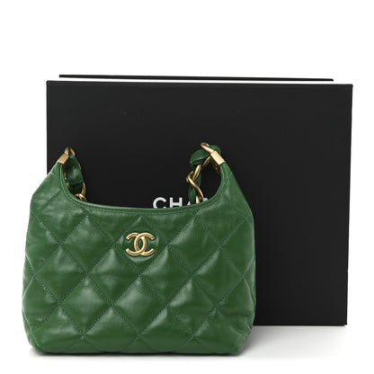 Chanel Shiny Crumpled Lambskin Quilted Small CC Funky Town Hobo Green 11 of 11