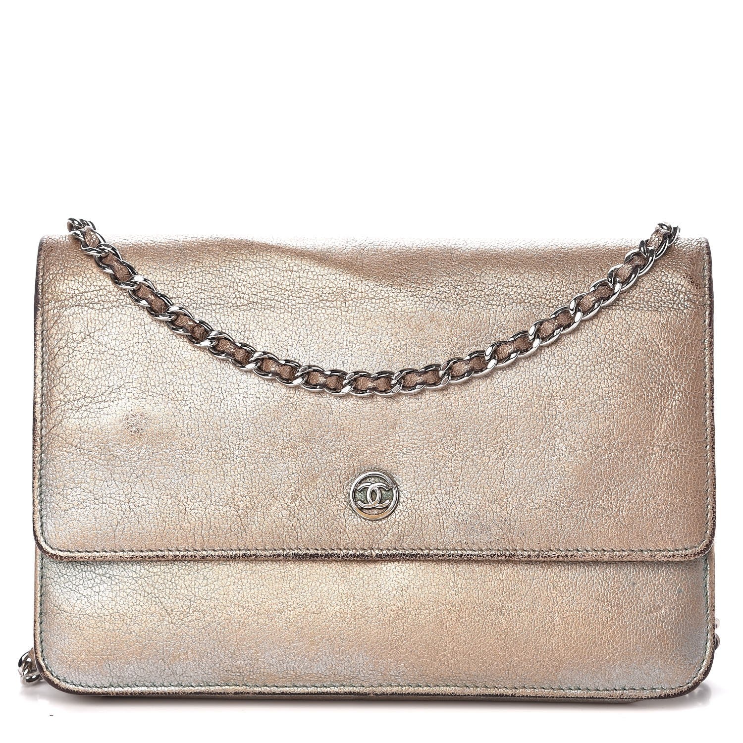 Chanel Metallic Goatskin Wallet On Chain WOC Gold 1 of 21