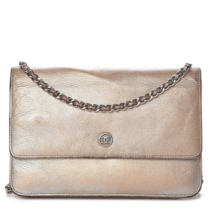 Chanel Metallic Goatskin Wallet On Chain WOC Gold 1 of 21