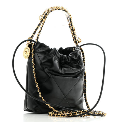 Chanel Shiny Calfskin Quilted Pearl CC Chain Mini Chanel 22 Black 3 of 11