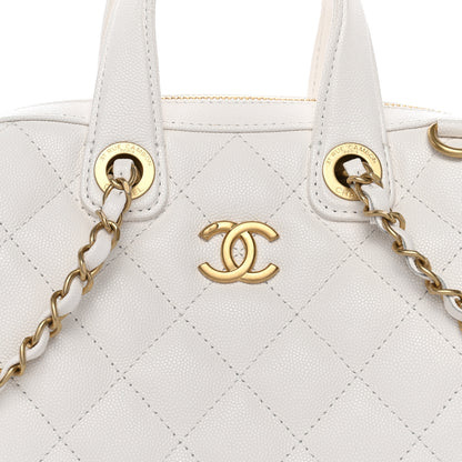 Chanel Caviar Quilted Small Bowling Bag White 8 of 11