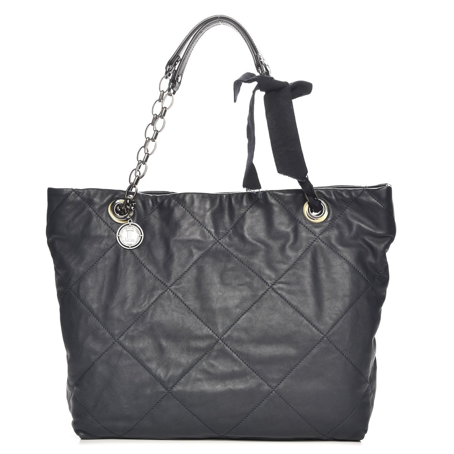 Lambskin Quilted Large Amelia Tote Blue