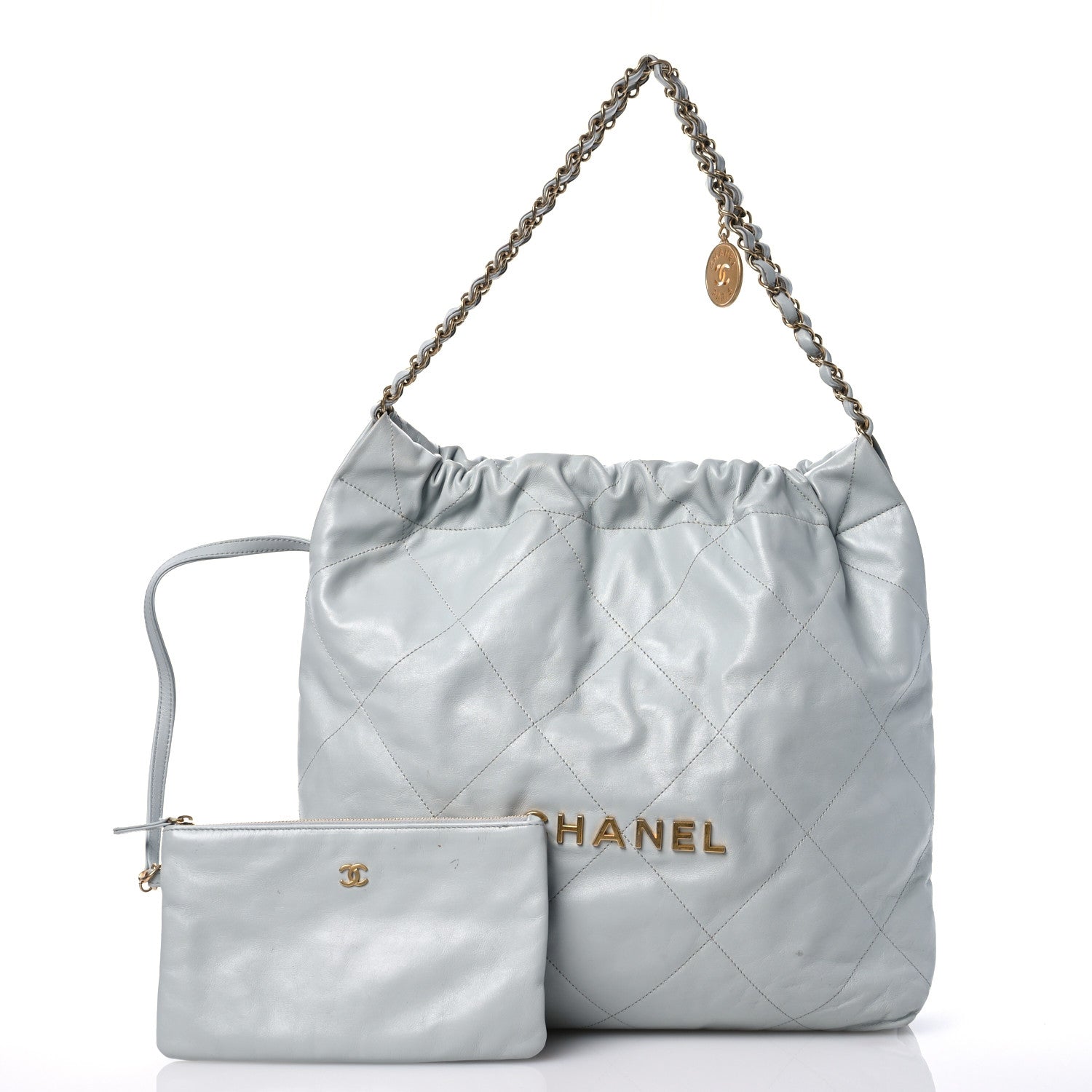 Chanel Shiny Calfskin Quilted Small Chanel 22 Grey 2 of 13