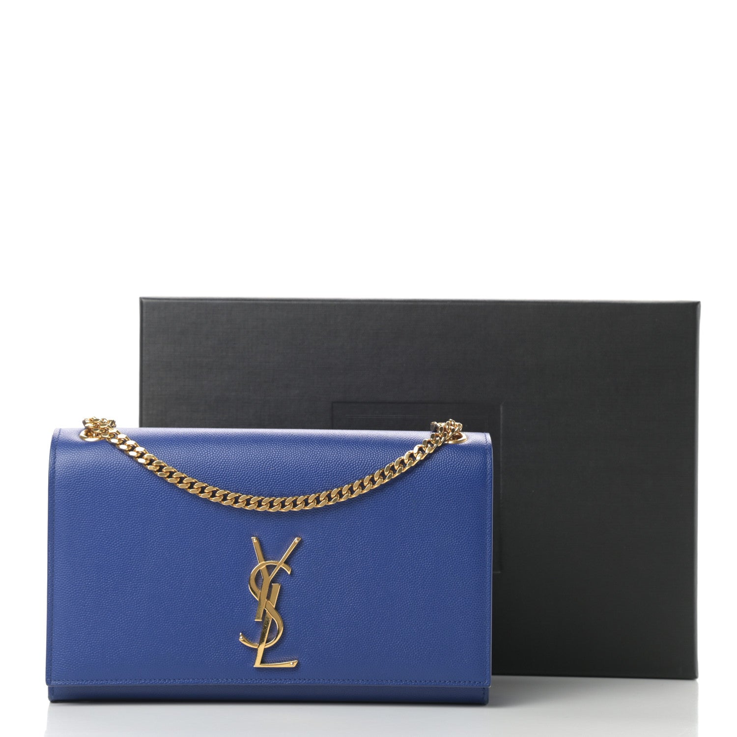 Saint Laurent Grain De Poudre Medium Classic Monogram Kate Satchel Flash Blue 16 of 16