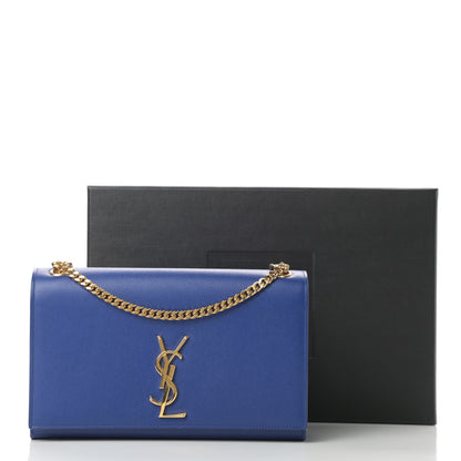 Saint Laurent Grain De Poudre Medium Classic Monogram Kate Satchel Flash Blue 16 of 16