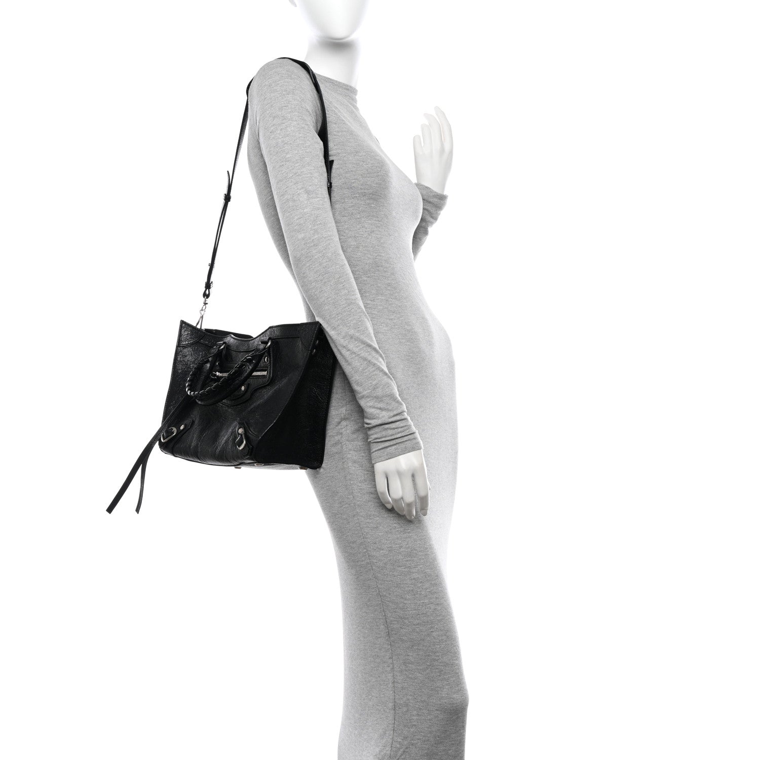 Balenciaga Agneau Arena Neo Classic Silver Hardware Medium Upside Down Tote Black 2 of 9