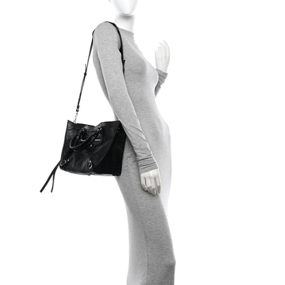 Balenciaga Agneau Arena Neo Classic Silver Hardware Medium Upside Down Tote Black 2 of 9