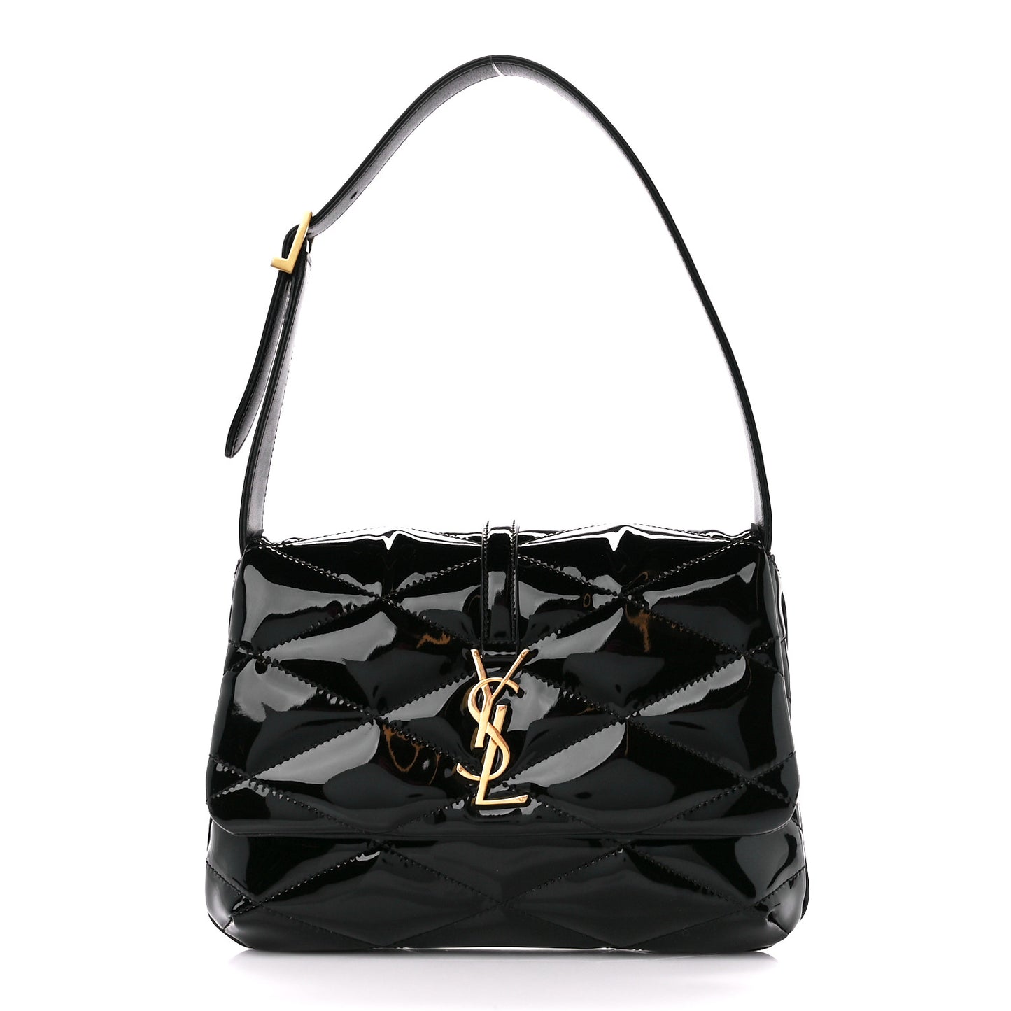 Patent Quilted Le 57 Diamond Shoulder Bag Black