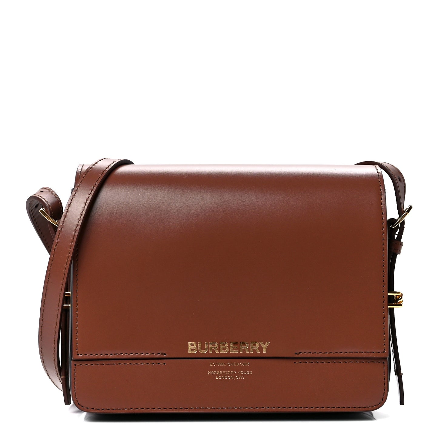 Smooth Calfskin Two Tone Small Grace Bag Malt Brown Black