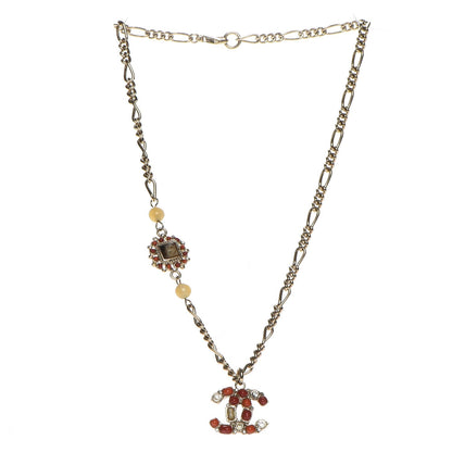 Chanel Crystal Gripoix Poured Glass CC Necklace Gold Red 3 of 8