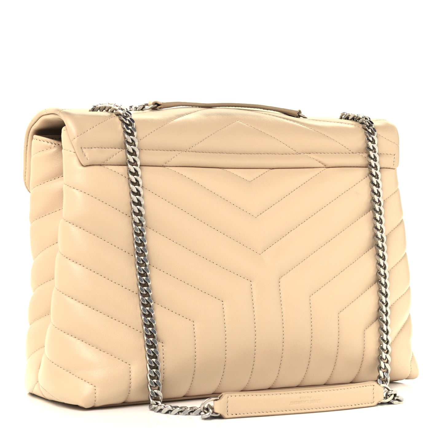 Calfskin Y Quilted Monogram Medium Loulou Chain Satchel Nude Powder