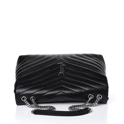 Saint Laurent Calfskin Y Quilted Monogram Large Loulou Chain Satchel Black 11 of 12