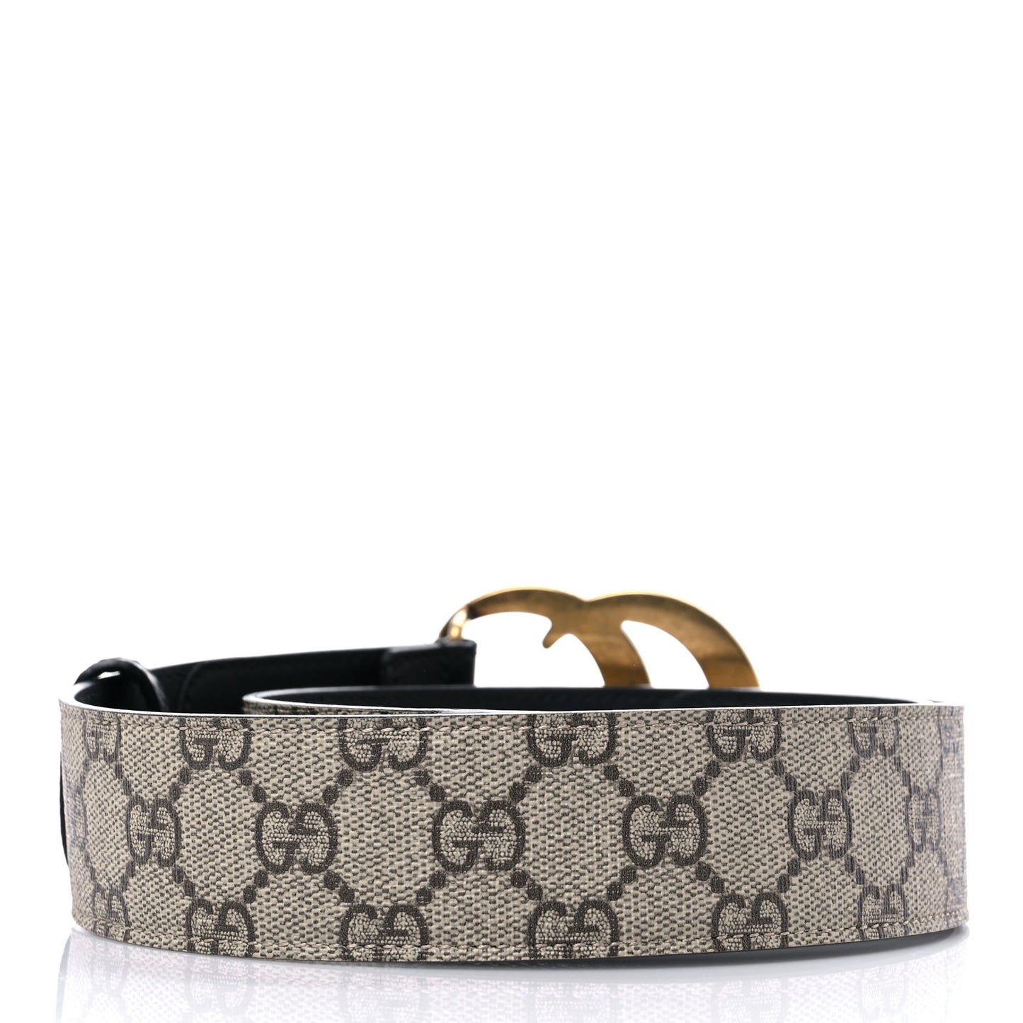 GG Supreme Monogram Matte Plutone Calfskin Double G 40mm Belt 75 30 Beige Ebony Black