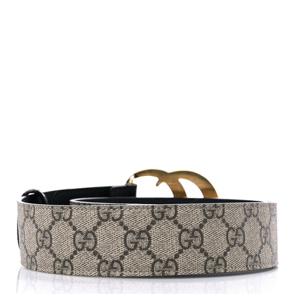 Gucci GG Supreme Monogram Matte Plutone Calfskin Double G 40mm Belt 75 30 Beige Ebony Black 2 of 6