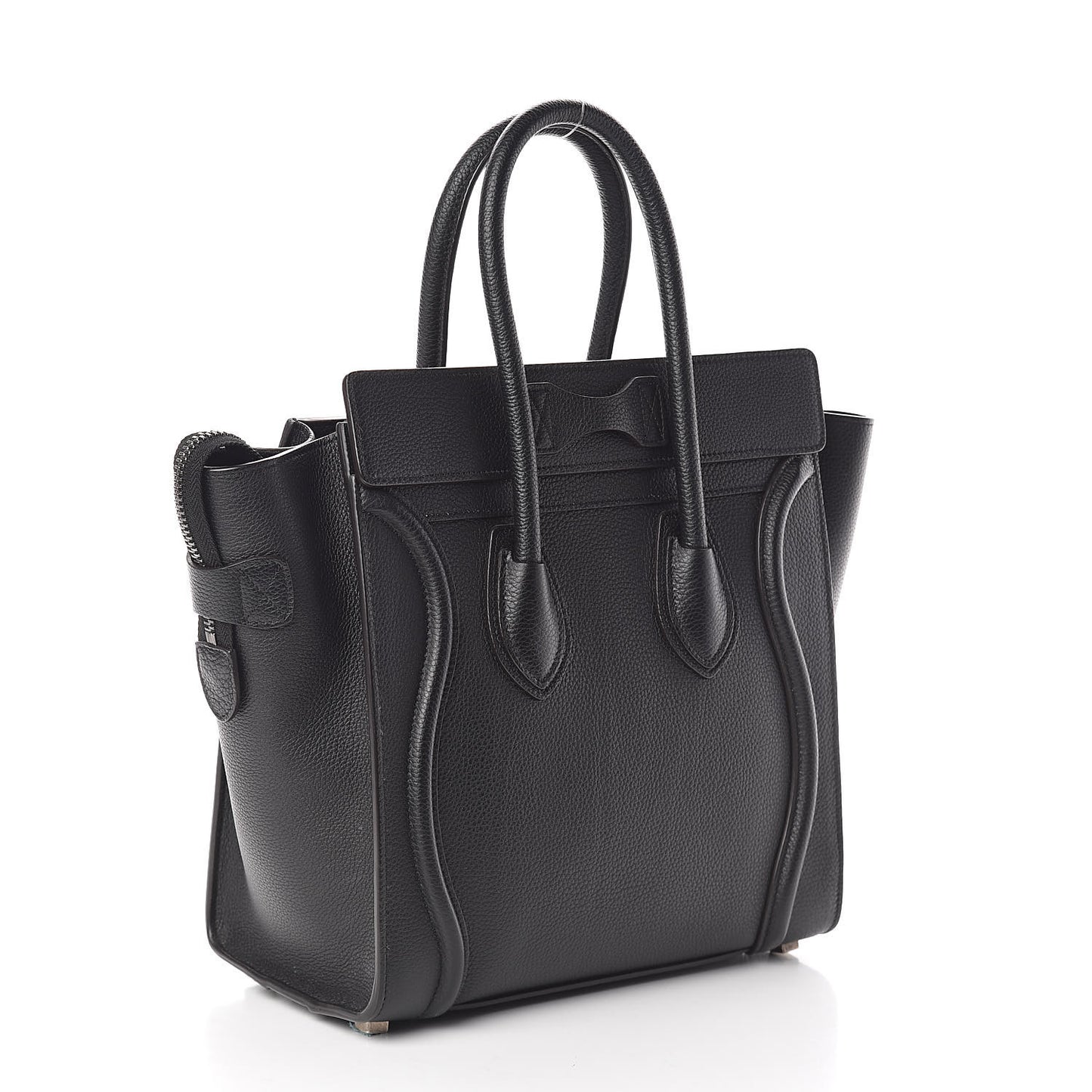Drummed Calfskin Micro Luggage Black
