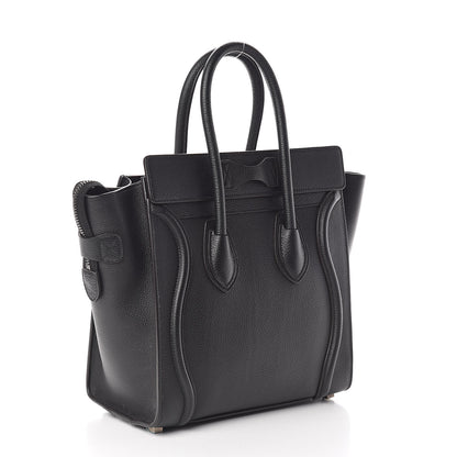 Celine Drummed Calfskin Micro Luggage Black 3 of 9