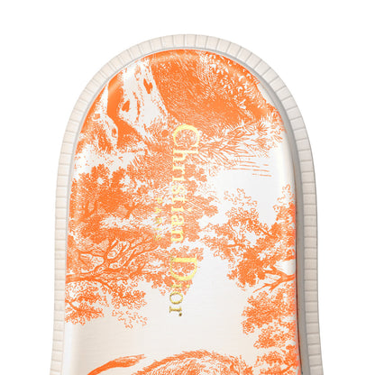 Christian Dior Canvas Fluo Toile de Jouy Embroidered Dway 10mm Slide Sandals 38 White Orange 7 of 8