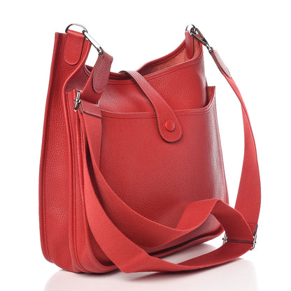 Hermes Taurillon Clemence Evelyne III GM Rouge Casaque 3 of 10