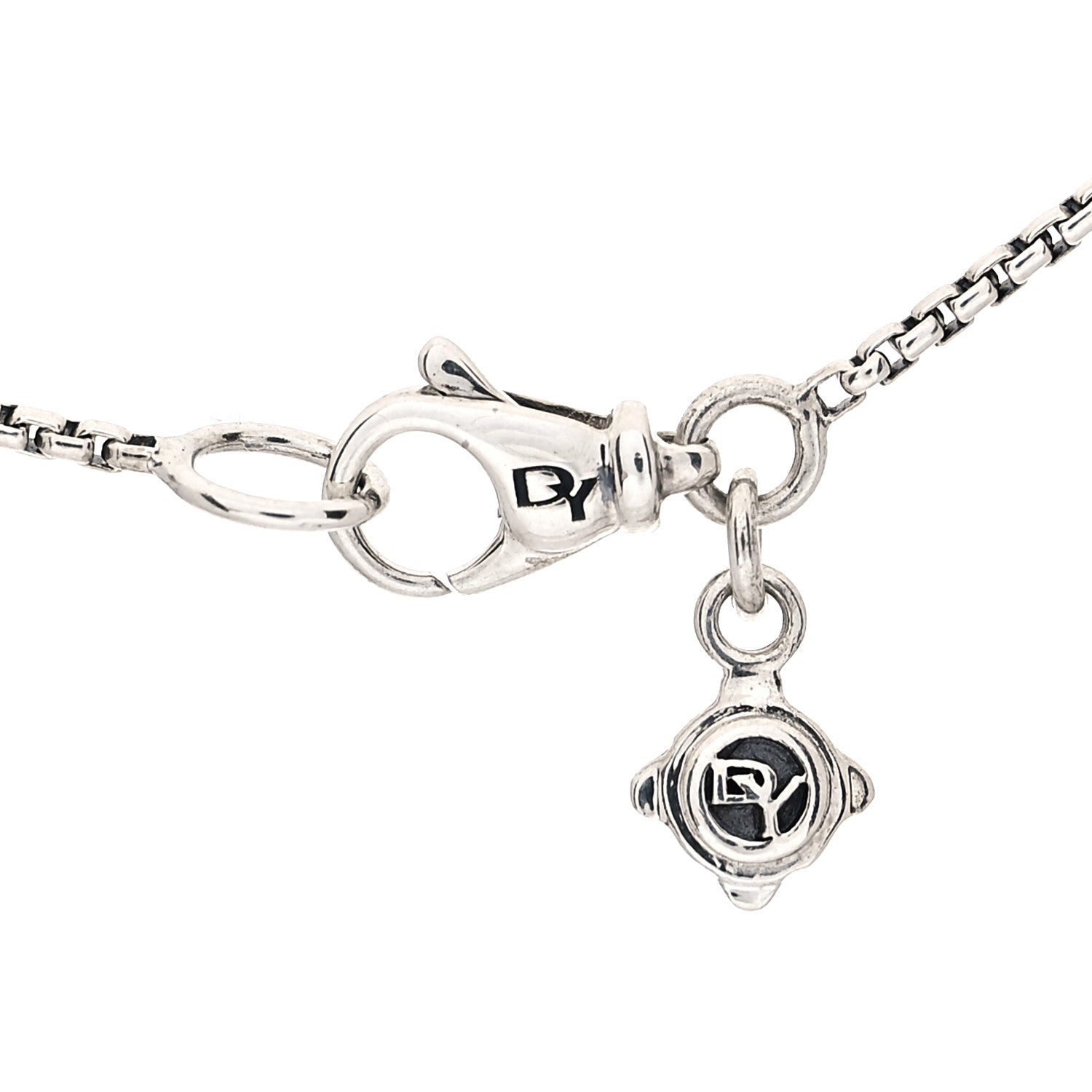 David Yurman Sterling Silver Diamond Prasiolite 7mm Chatelaine Pendant Necklace 5 of 7