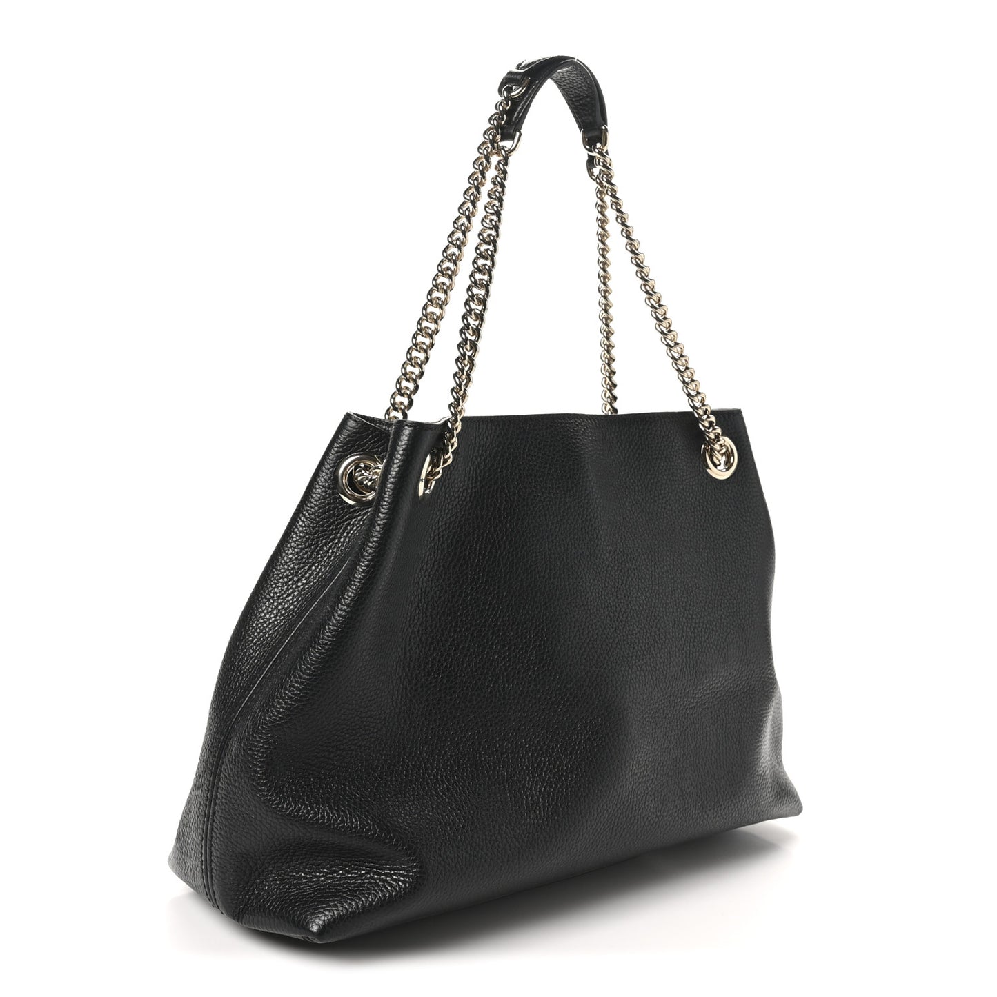 Pebbled Calfskin Medium Soho Chain Shoulder Bag Black