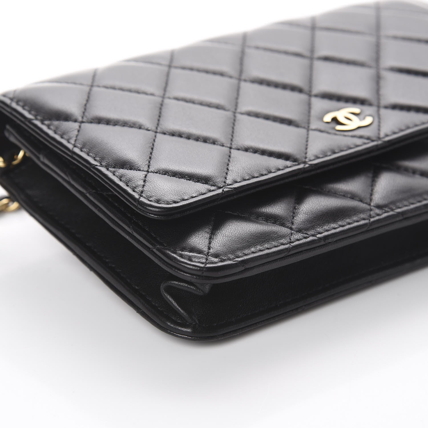 Chanel Lambskin Quilted Wallet On Chain WOC Black 5 of 9