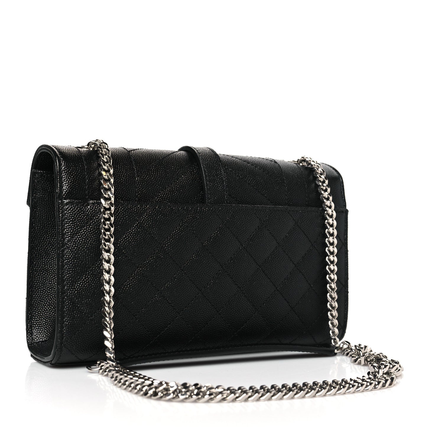 Grain De Poudre Textured Mixed Matelasse Triquilt Small Monogram Satchel Black