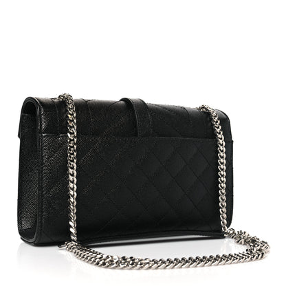 Saint Laurent Grain De Poudre Textured Mixed Matelasse Triquilt Small Monogram Satchel Black 3 of 8