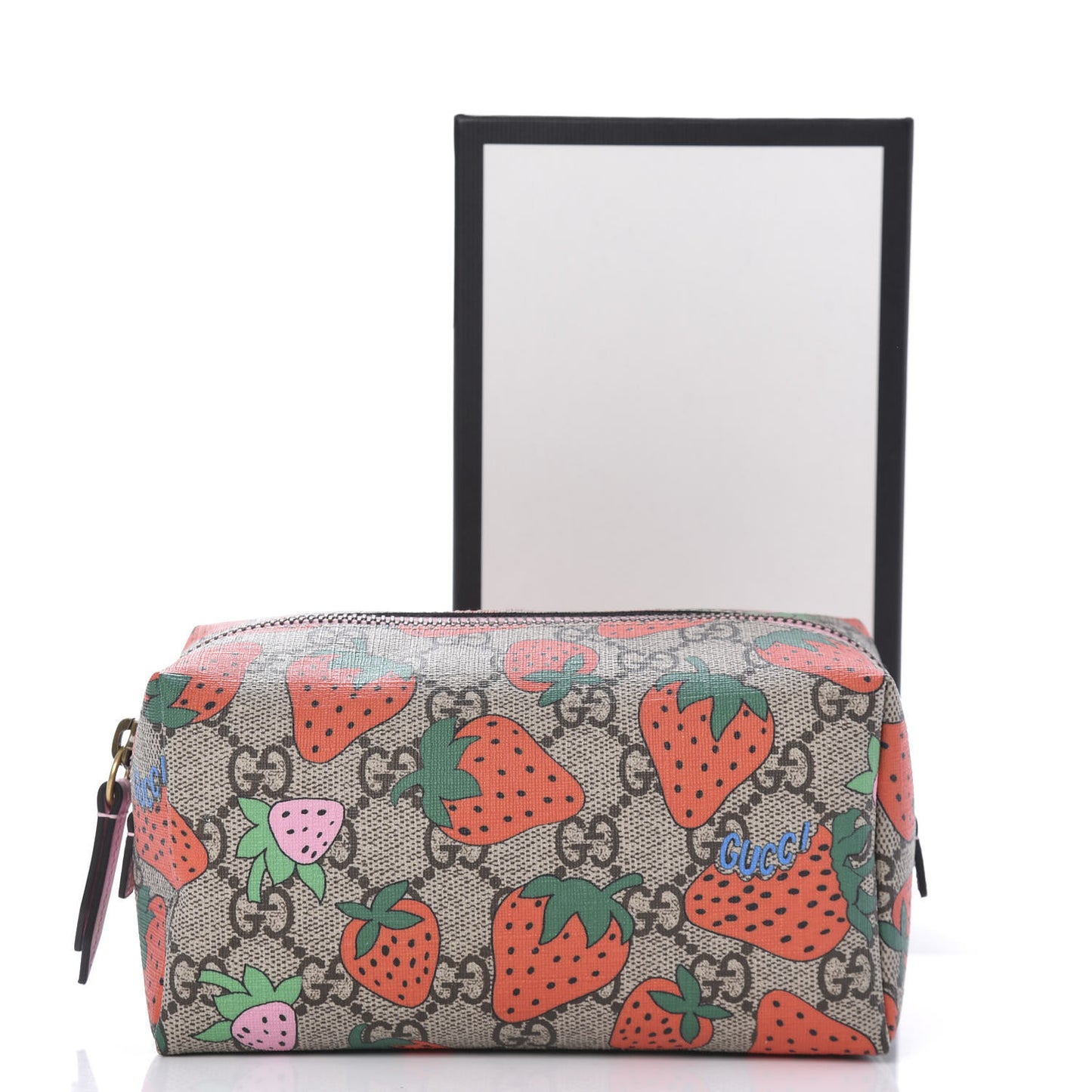 GG Supreme Monogram Strawberry Cosmetic Case