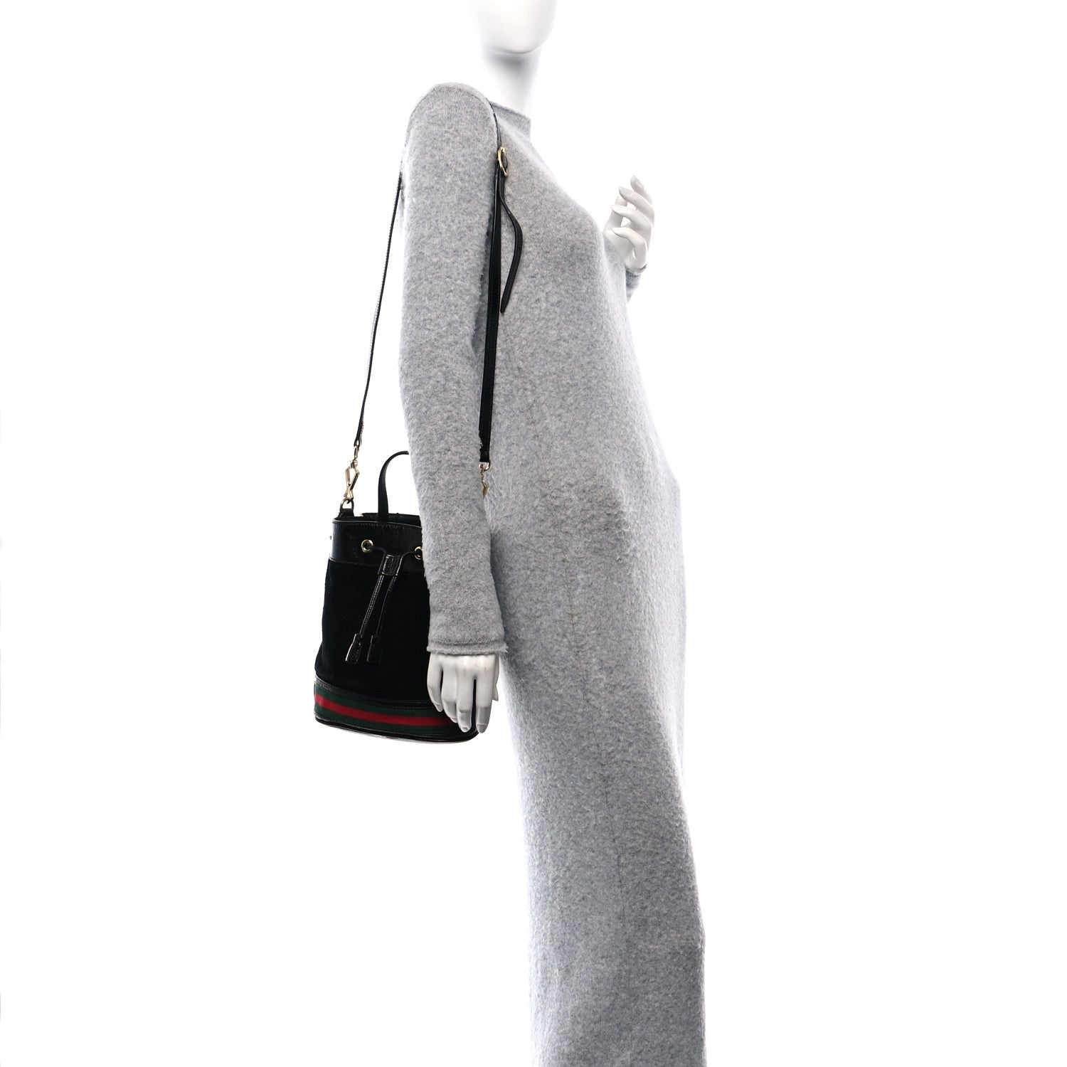 Gucci Suede Patent Web Small Ophidia Bucket Bag Black 2 of 10