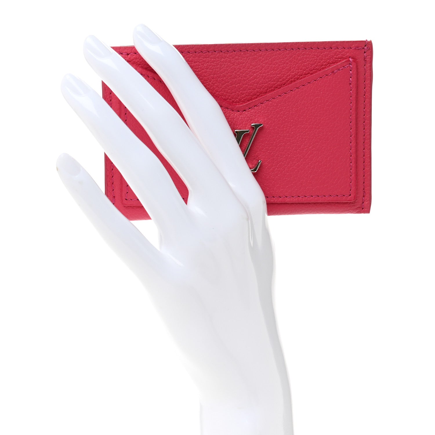 Louis Vuitton Calfskin Lockme Card Holder Hot Pink 2 of 7