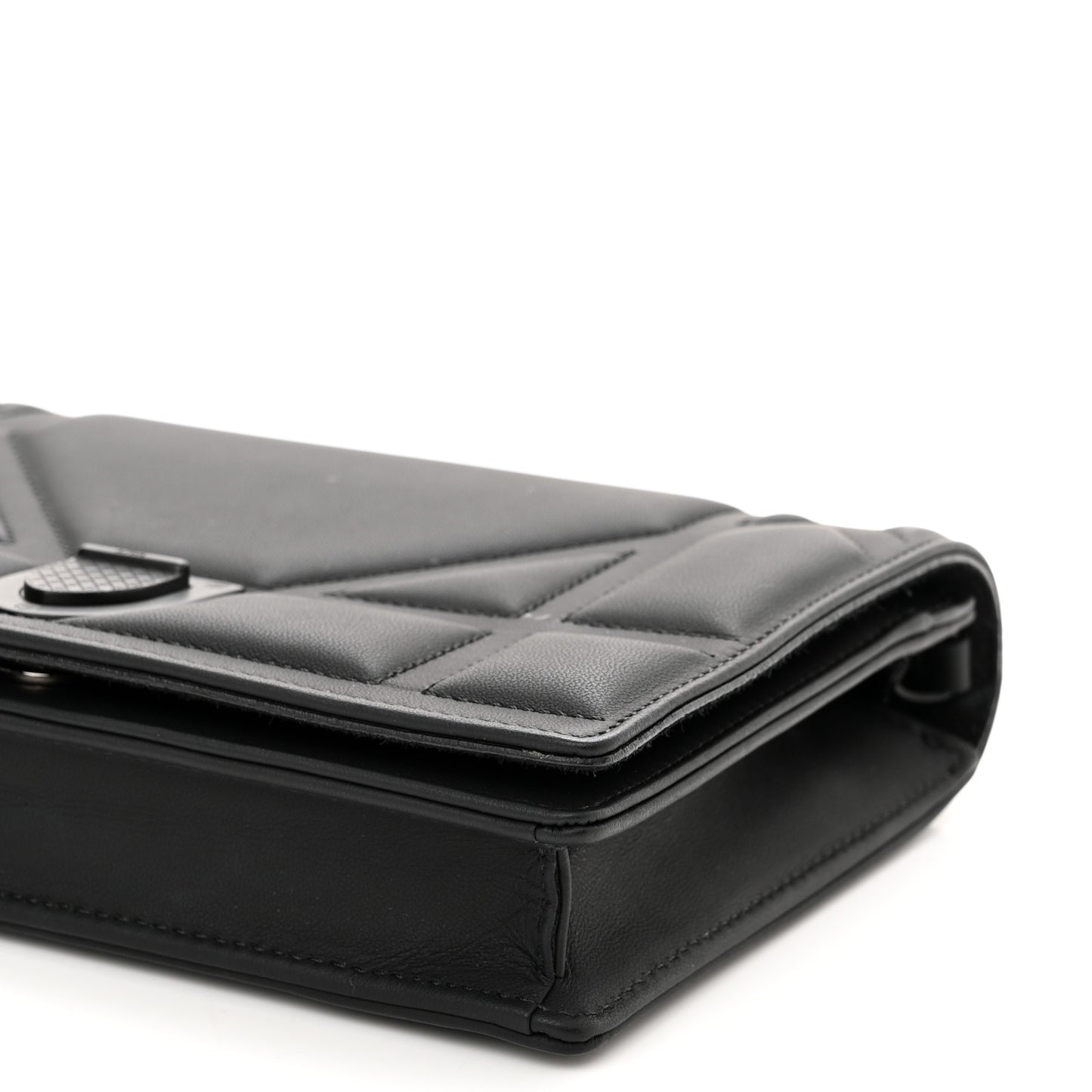 Ultra Matte Calfskin Diorama Wallet on Chain Pouch Black
