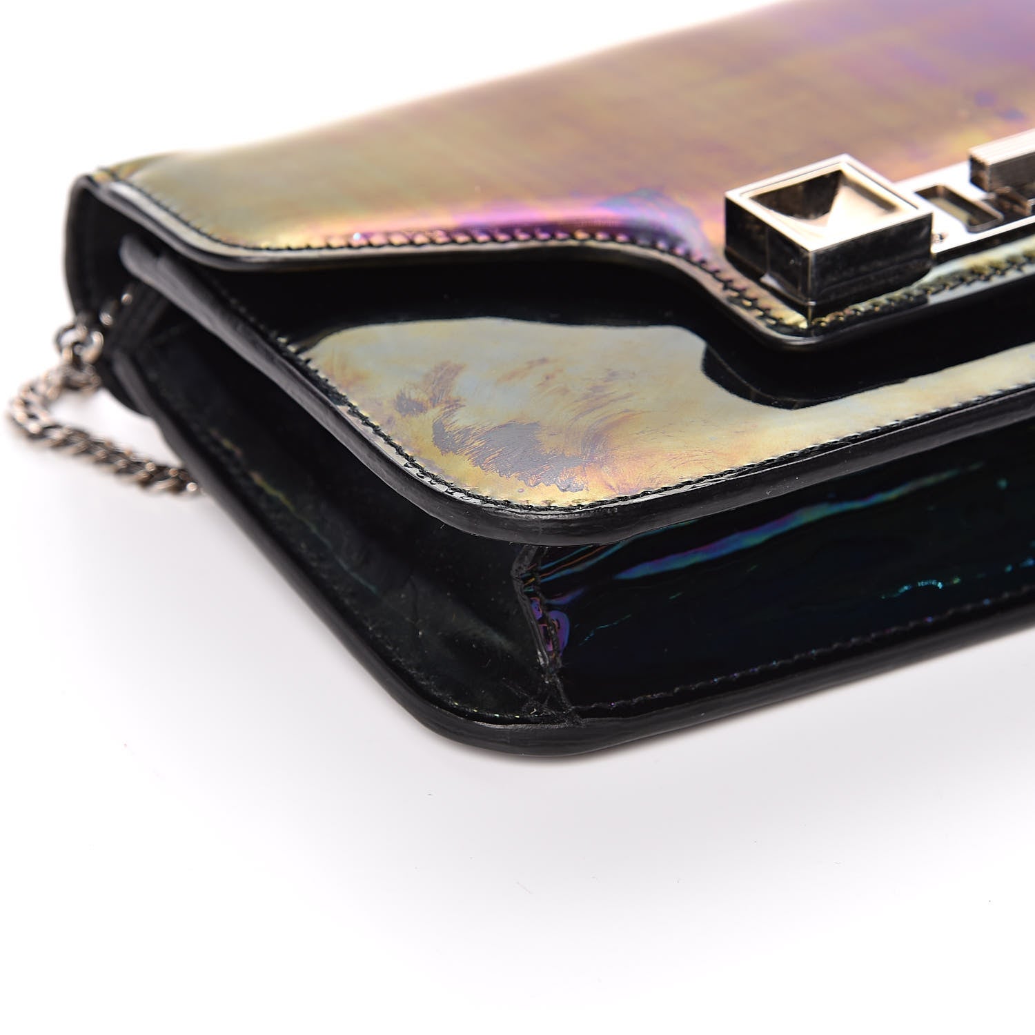 Proenza Schouler PS11 Holographic Patent Chain Wallet Oil Slick 7 of 9