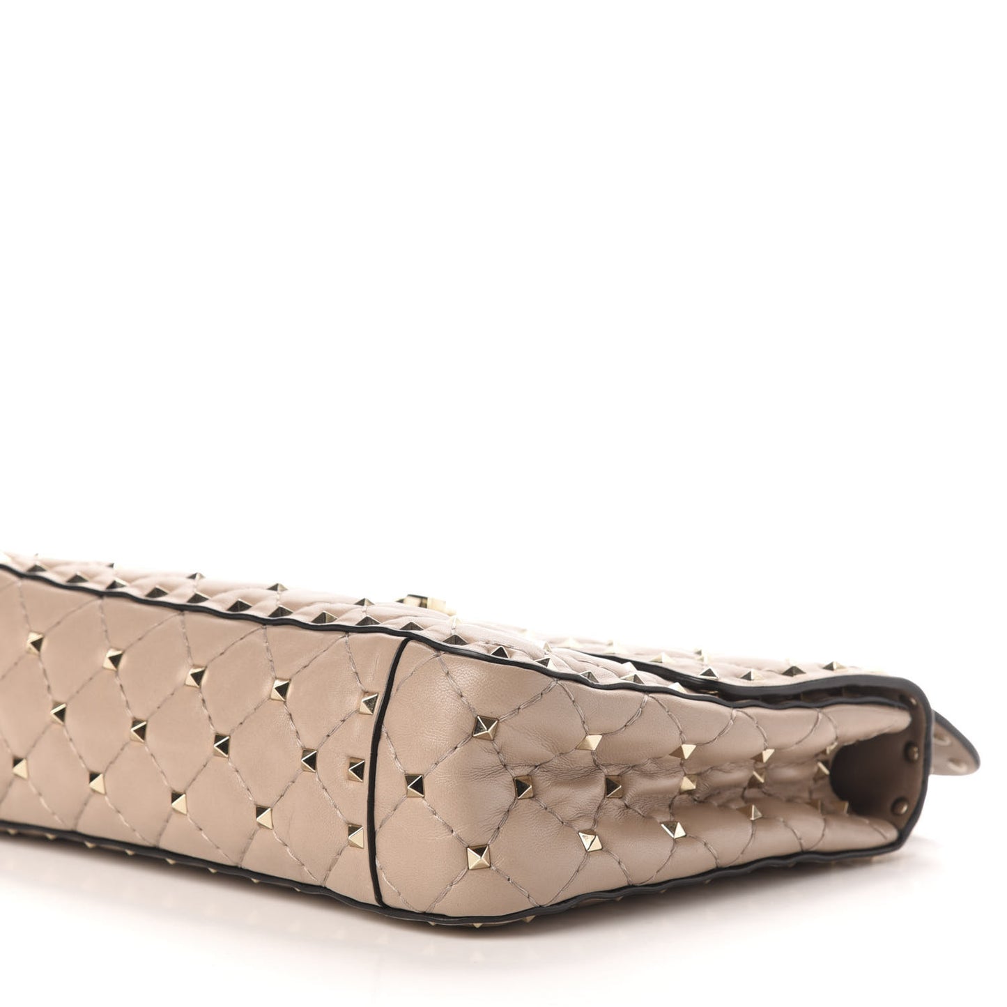 Lambskin Medium Rockstud Spike Shoulder Bag Poudre