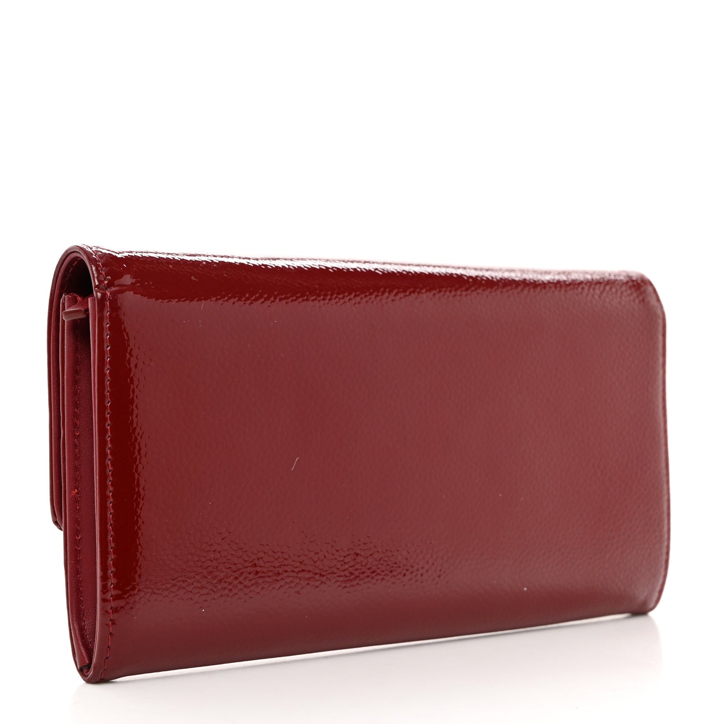 Patent Caviar Timeless CC Large Gusset Flap Wallet Burgundy