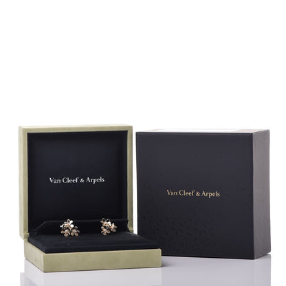 Van Cleef & Arpels 18K Yellow Gold Diamond Mini Frivole 3 Flowers Earrings 5 of 5