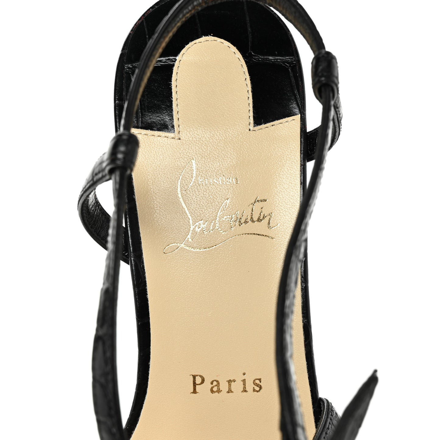 Calfskin Alligator Embossed Selima 85 Sandals 40 Black