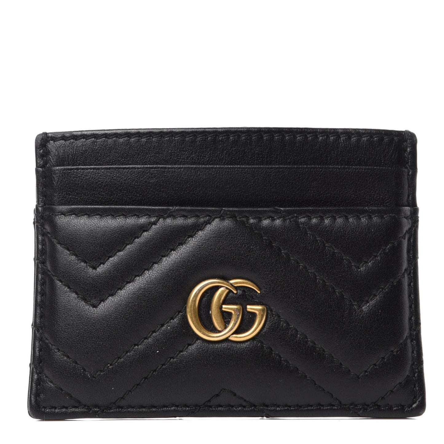 Calfskin Matelasse GG Marmont Card Holder Black