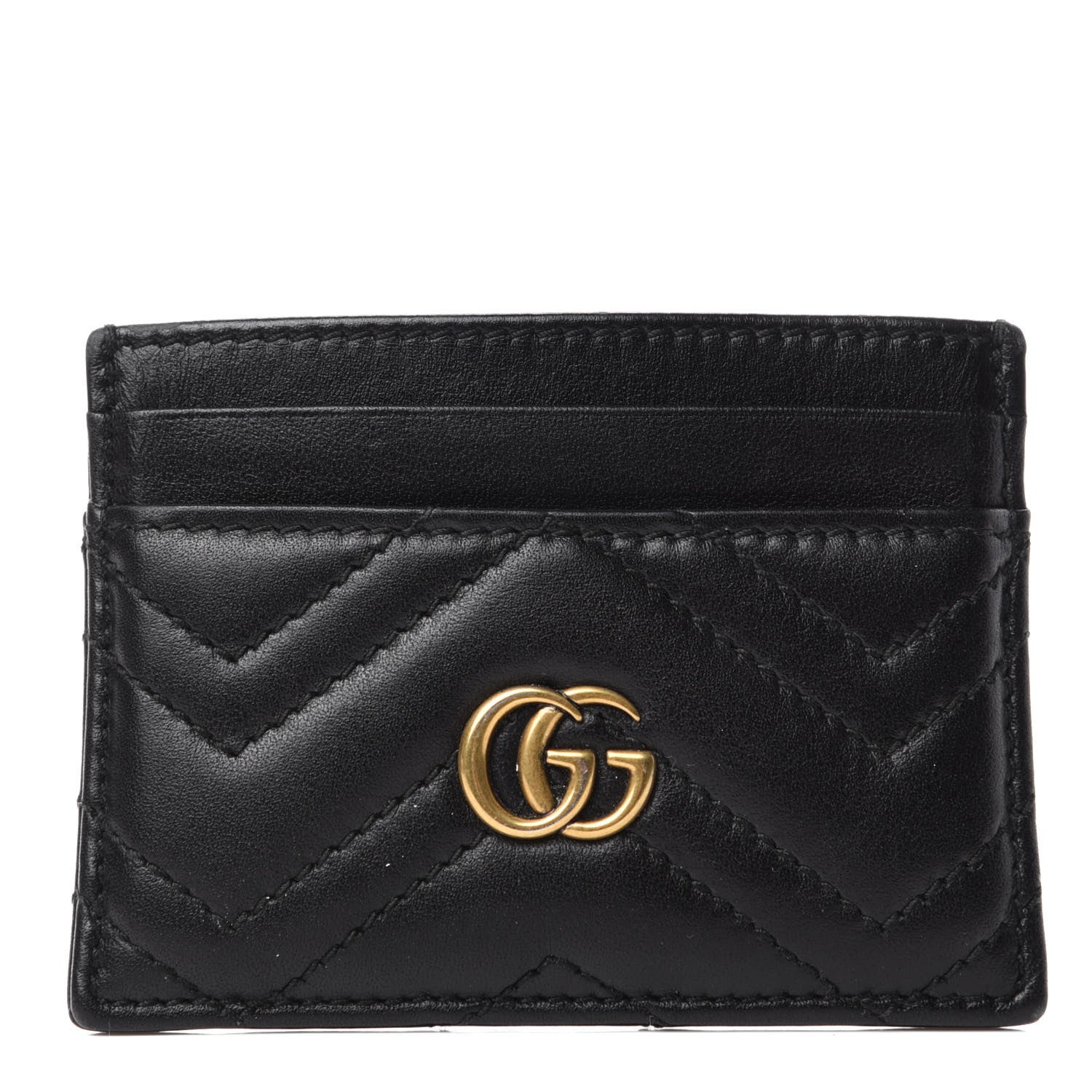 Gucci Calfskin Matelasse GG Marmont Card Holder Black 1 of 6