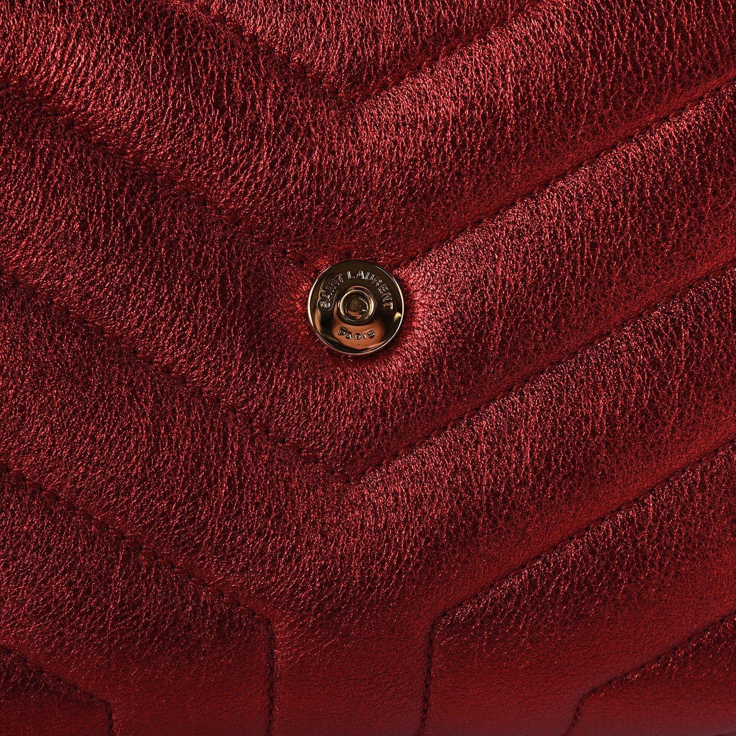 Metallic Calfskin Matelasse Toy Loulou Monogram Chain Satchel Red